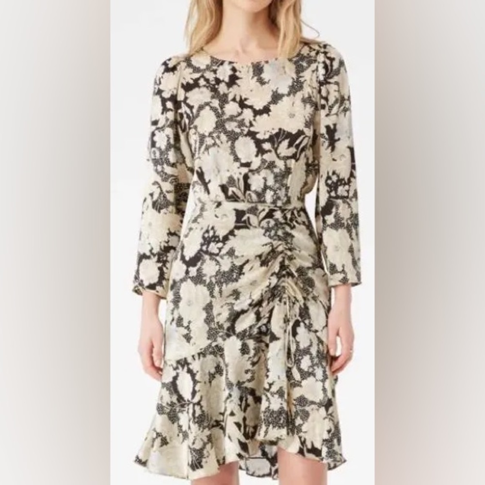 Rebecca Taylor Black and Cream Long Sleeve Dress